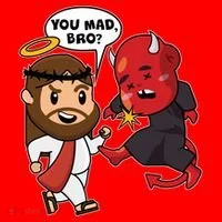 Funny You Mad Bro Jesus Vs Devil Santa Hat thumb 1