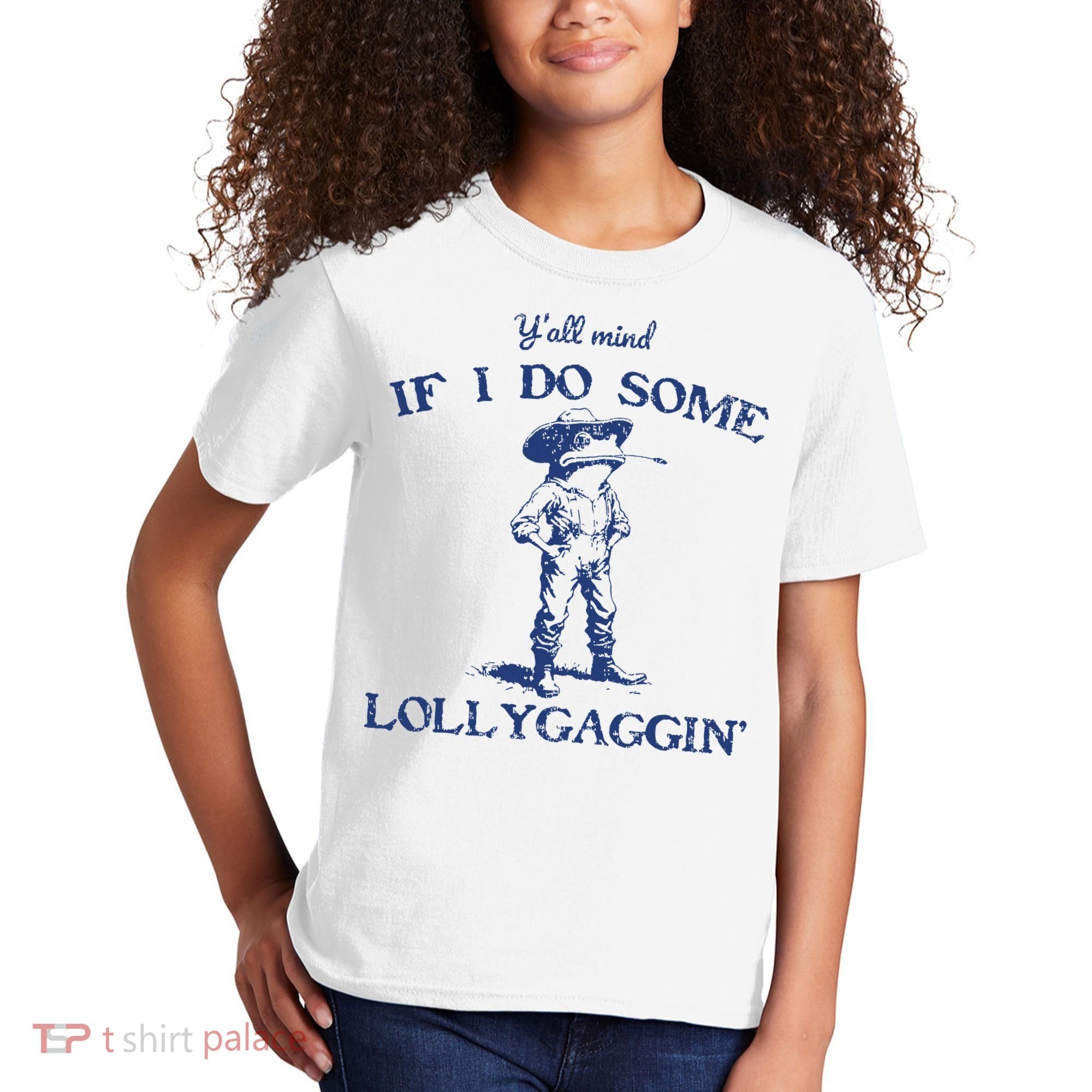 Funny Yall Mind If I Do Some Lollygagging Cowboy Frog Kids T-Shirt