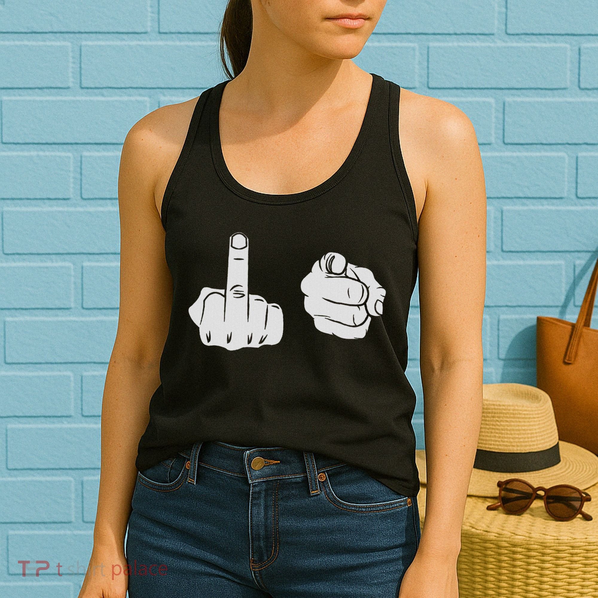 Fuck You Middle Finger Pointing Fuk You F.uck You Women's Tank Top