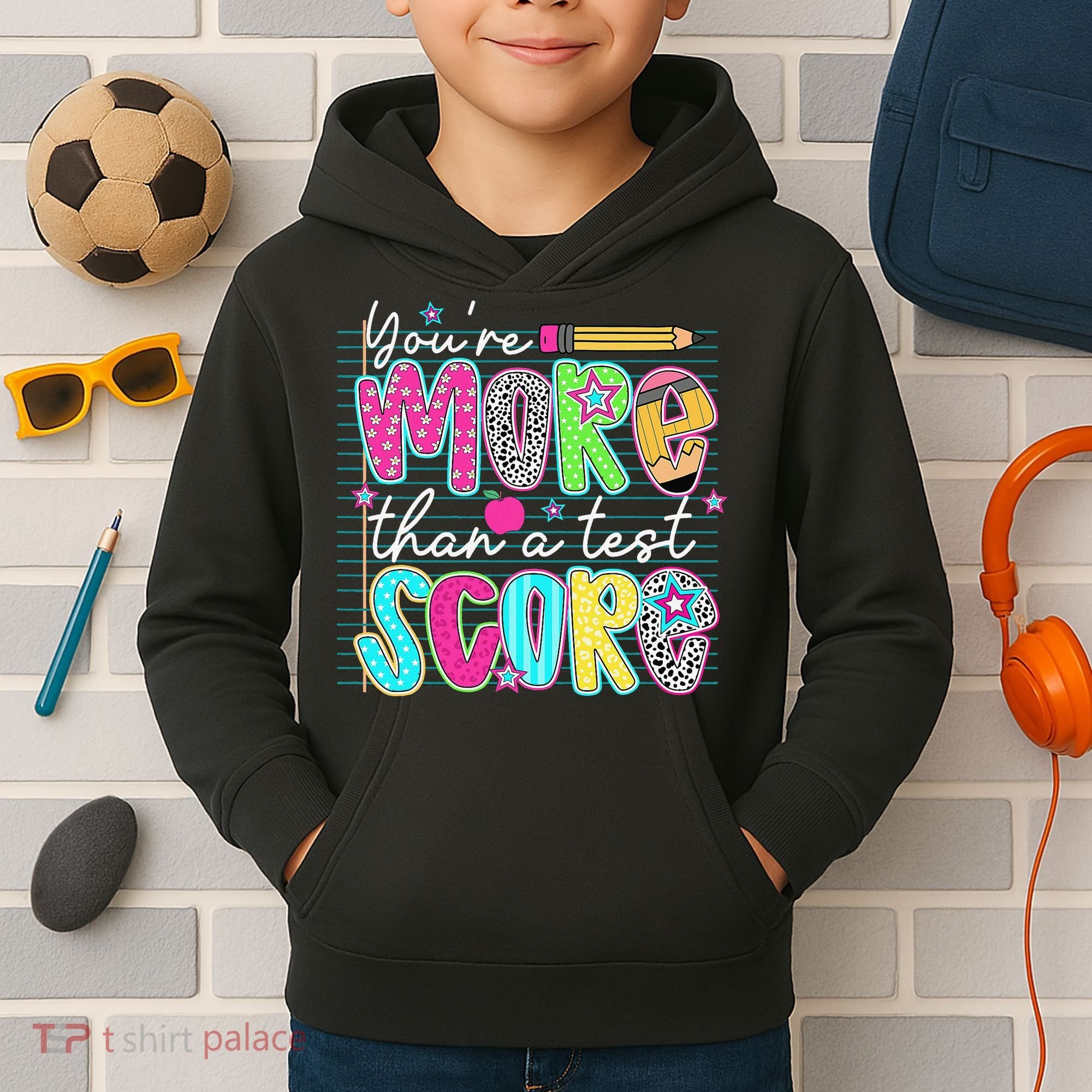 Funny Youre More Than A Test Score Testing Day Teacher Kids Hoodie
