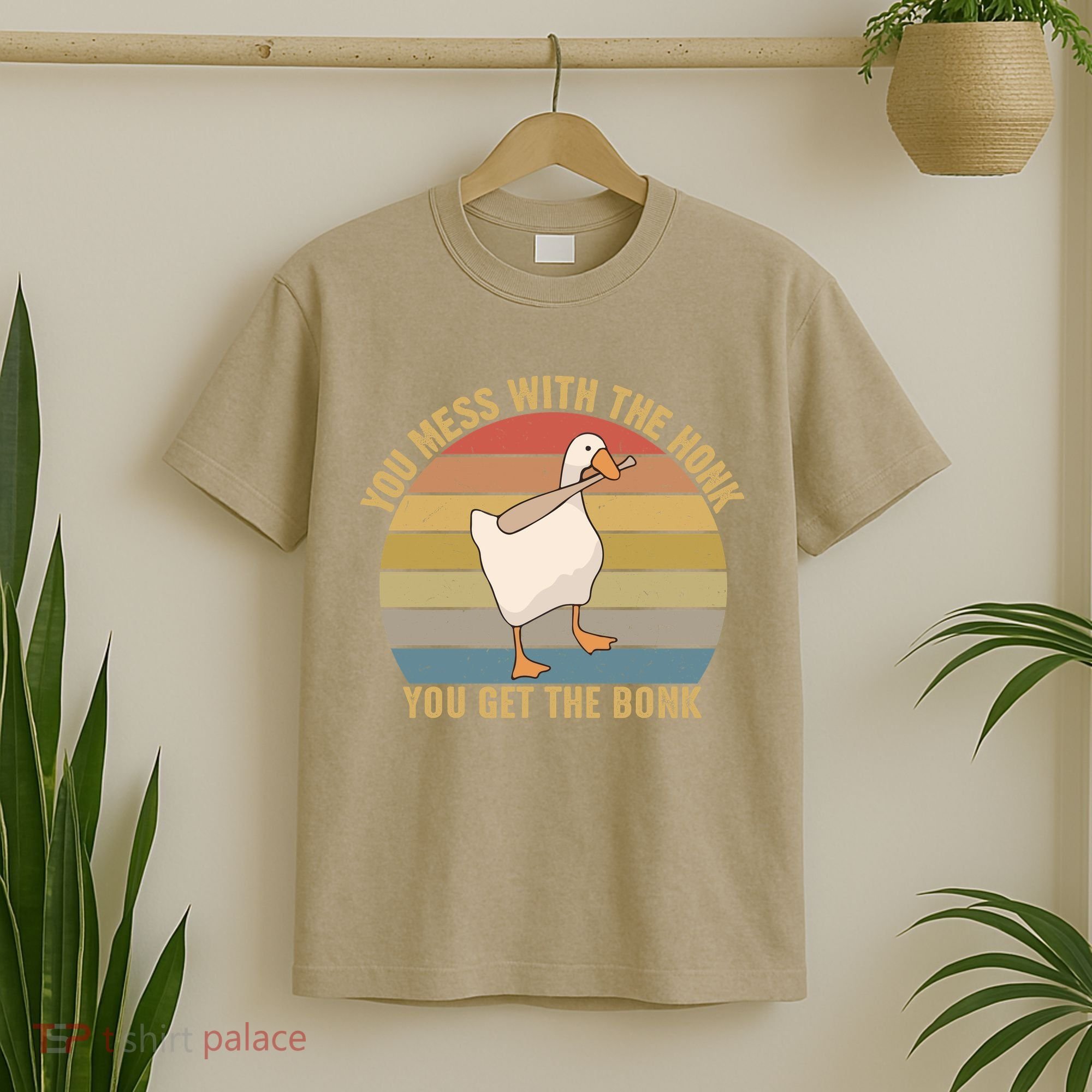 Funny You Mess With The Honk You Get The Bonk Funny Retro Vintage Goose T-Shirt
