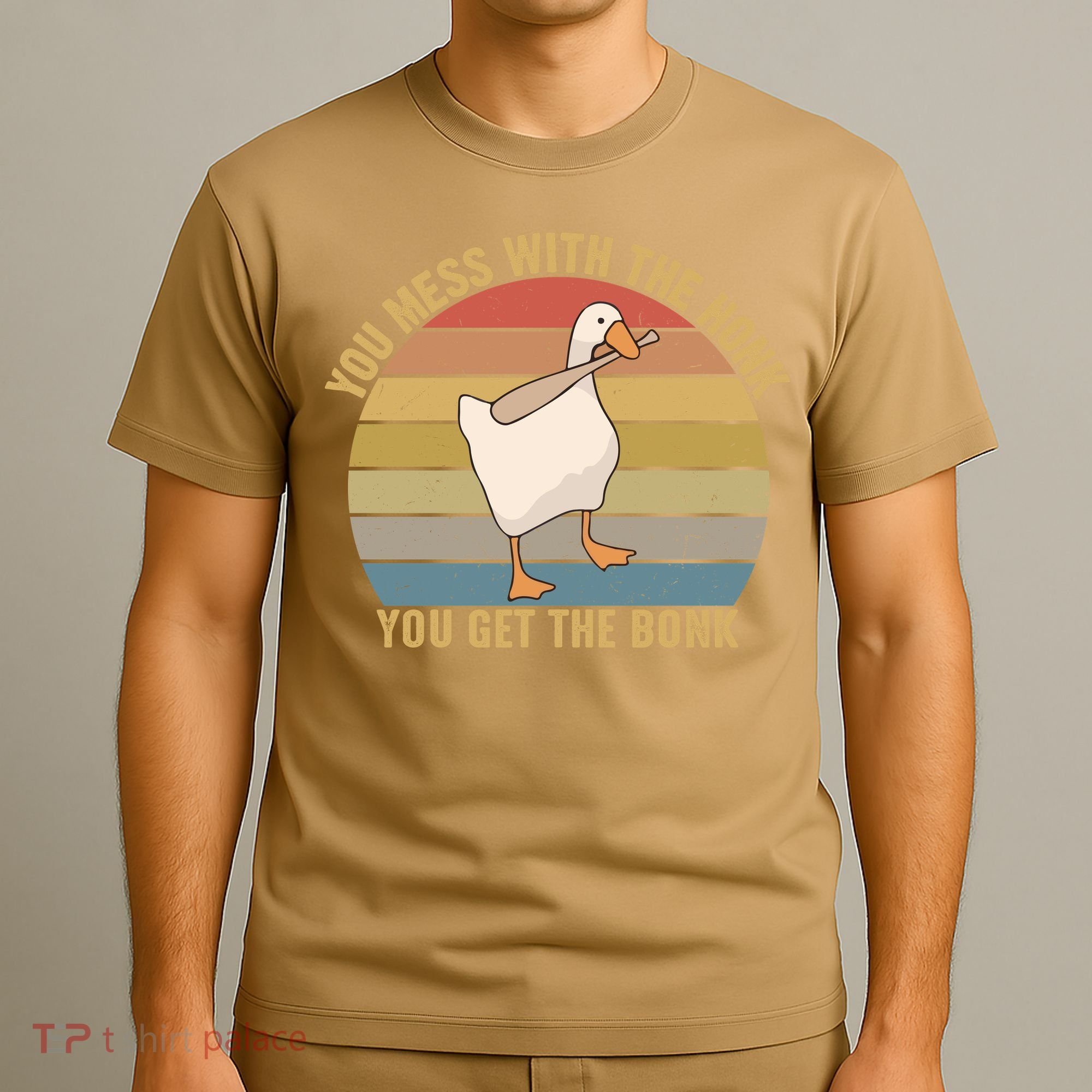 Funny You Mess With The Honk You Get The Bonk Funny Retro Vintage Goose T-Shirt