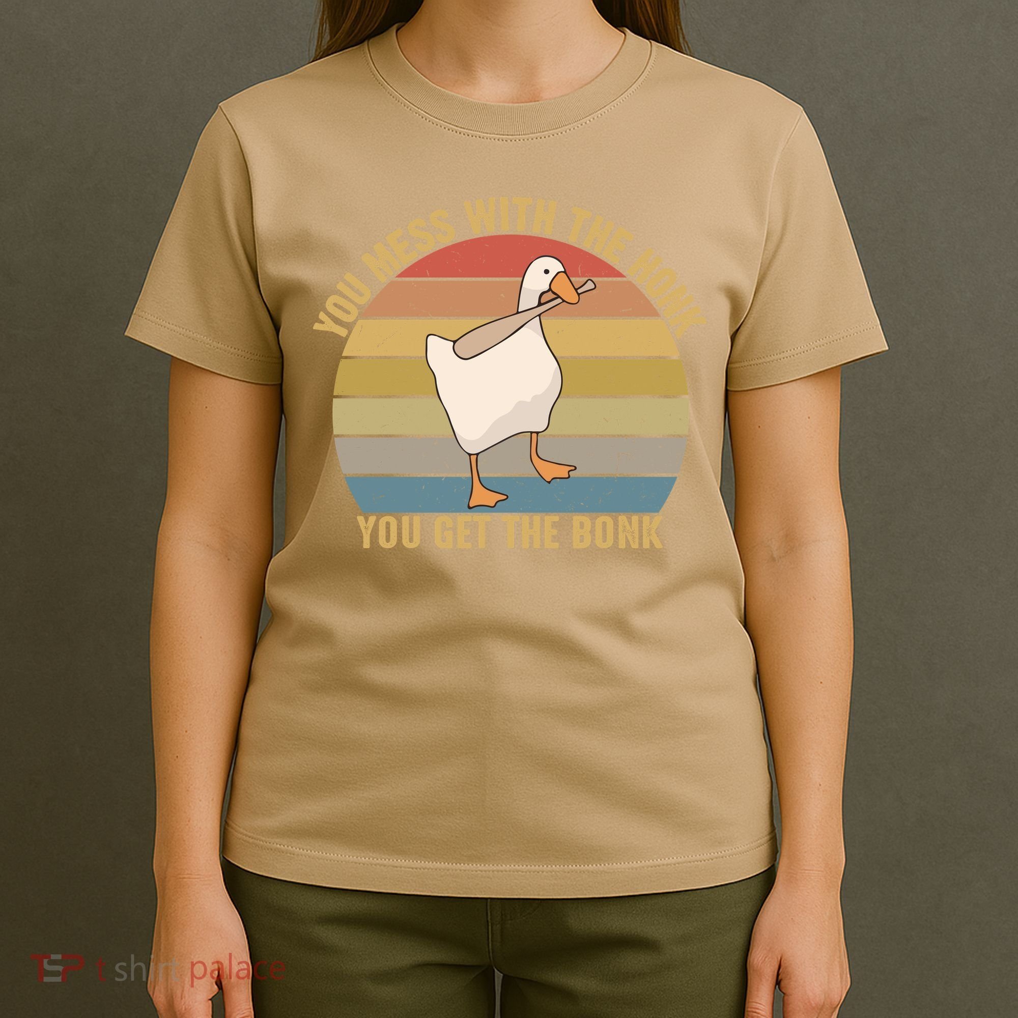 Funny You Mess With The Honk You Get The Bonk Funny Retro Vintage Goose T-Shirt