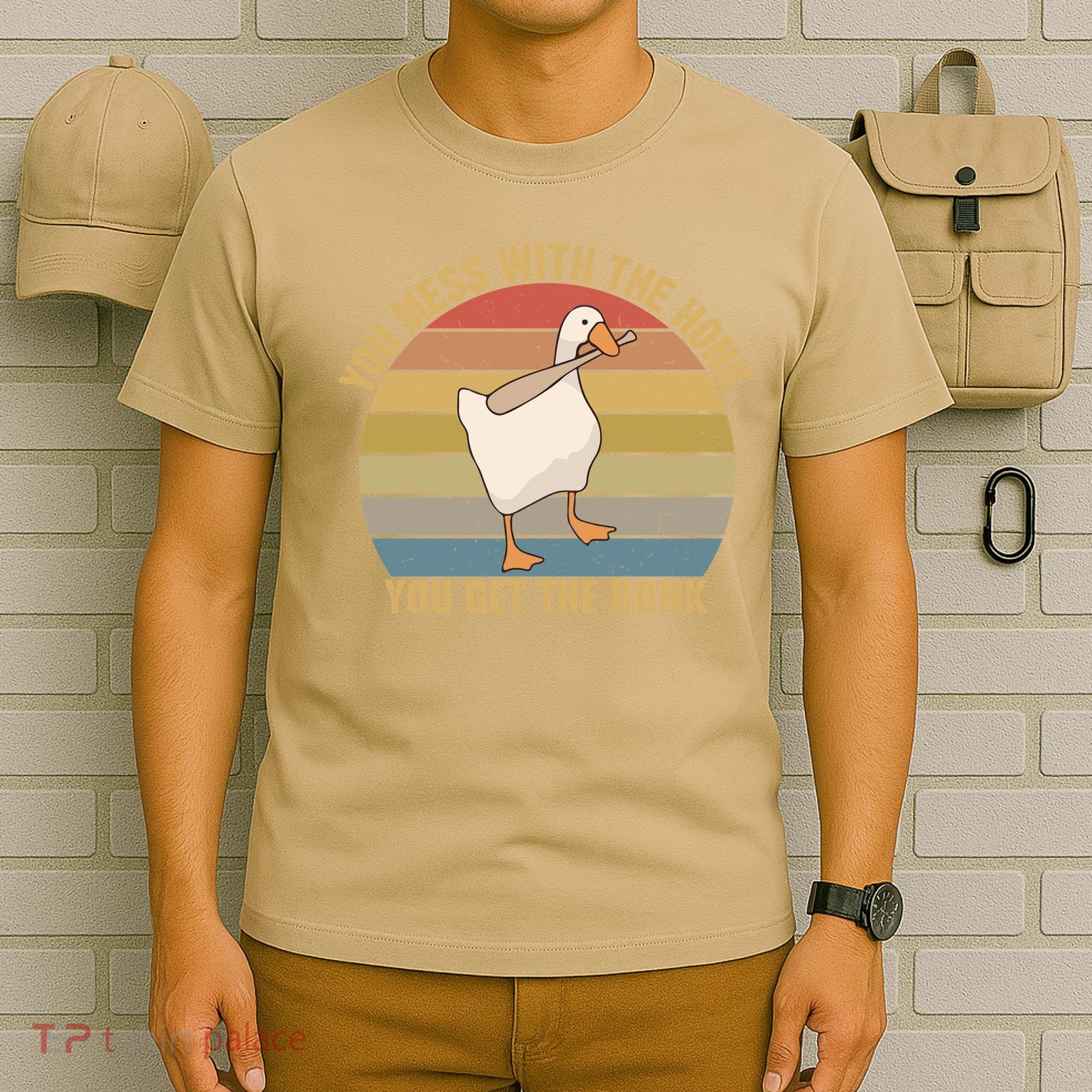 Funny You Mess With The Honk You Get The Bonk Funny Retro Vintage Goose T-Shirt