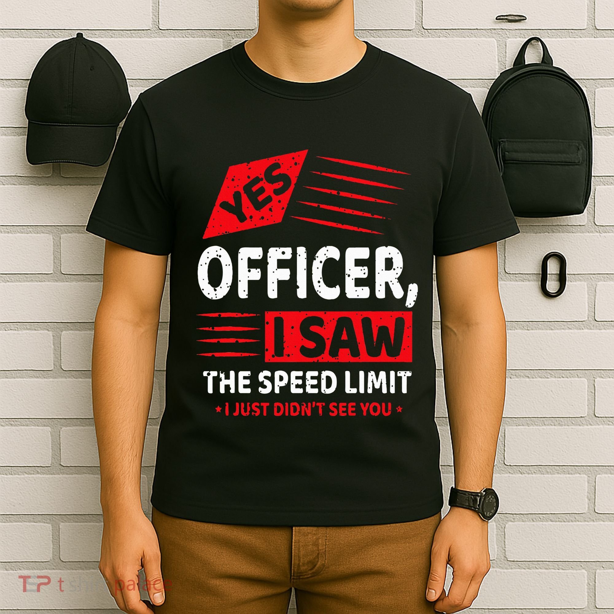 Funny Yes Officer Muscle Car Speedlimit Gears Mechanic T-Shirt
