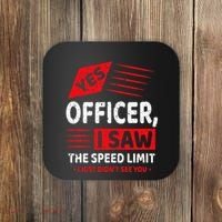 Funny Yes Officer Muscle Car Speedlimit Gears Mechanic Coaster thumb 0