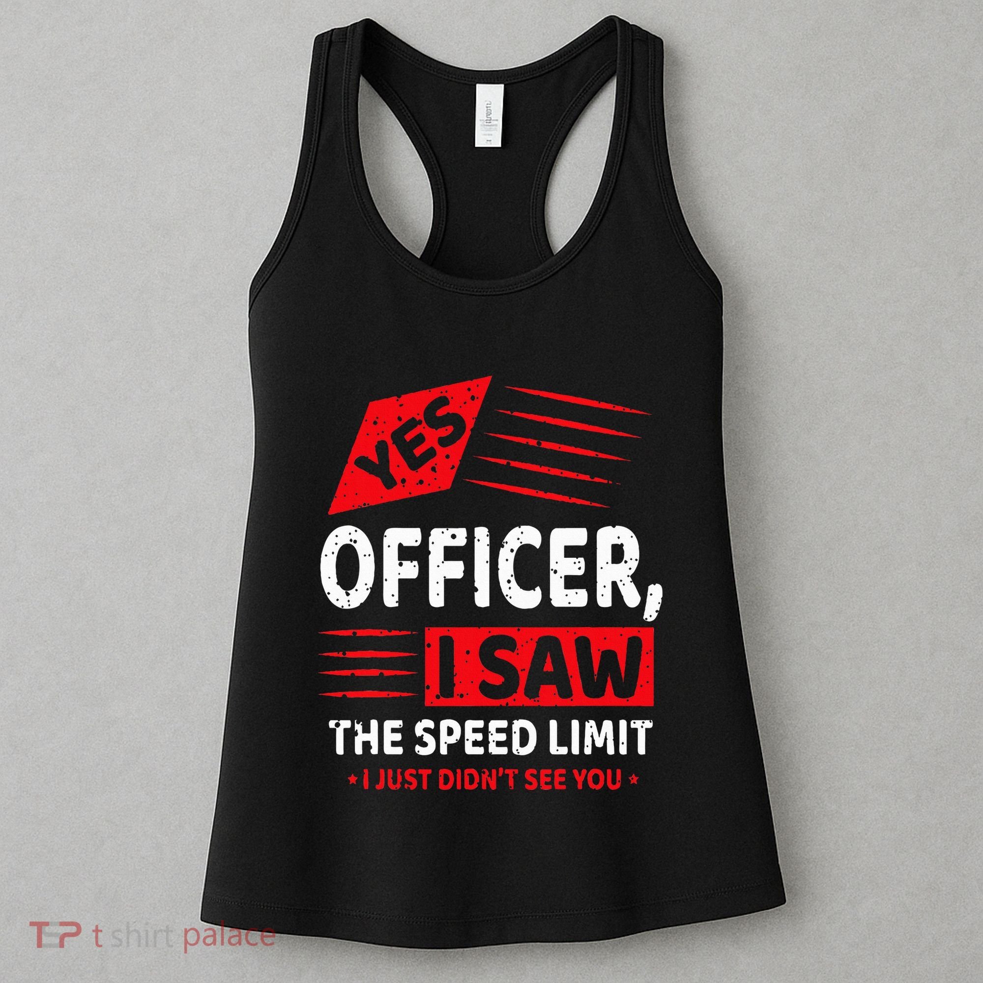 Funny Yes Officer Muscle Car Speedlimit Gears Mechanic Women's Tank Top