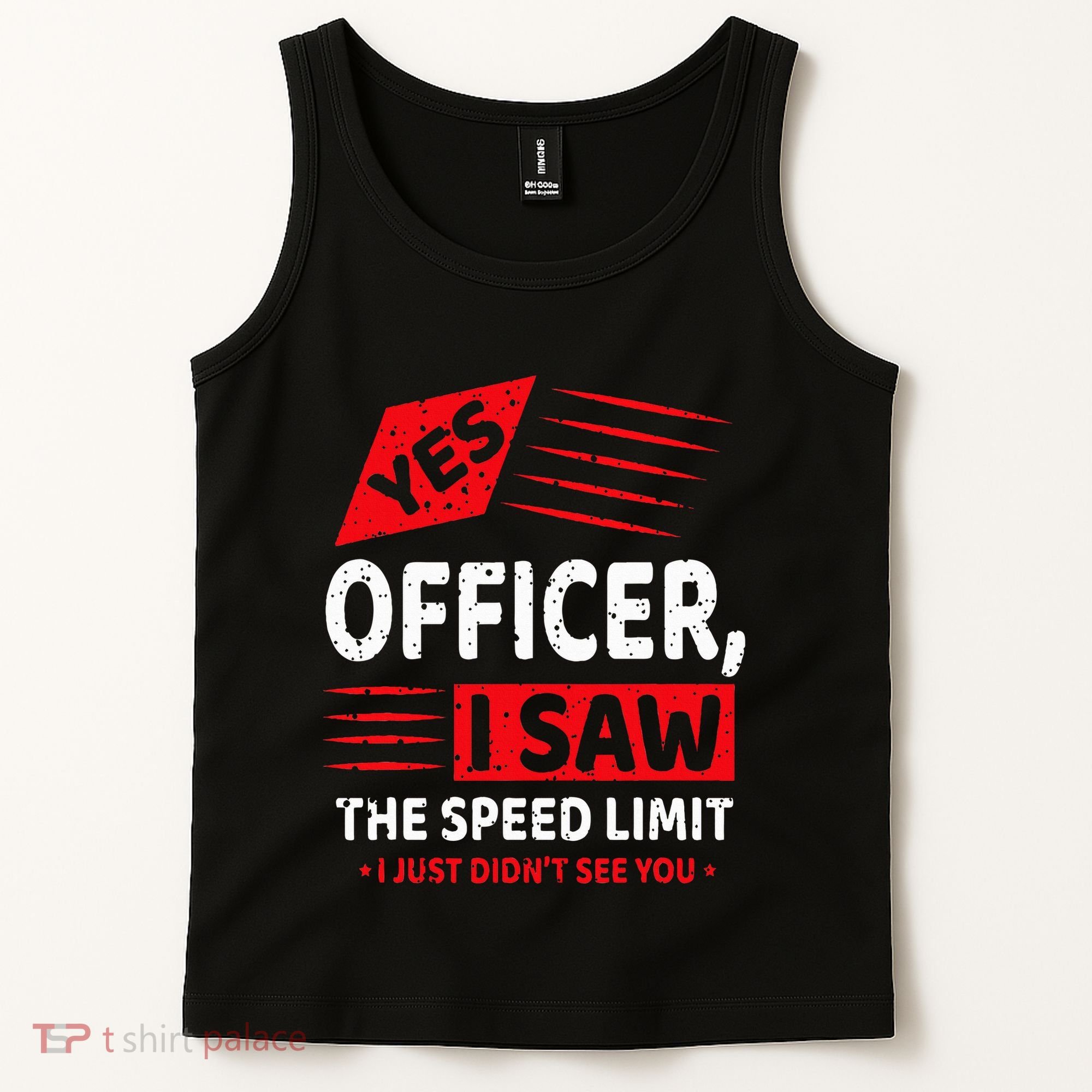Funny Yes Officer Muscle Car Speedlimit Gears Mechanic Tank Top