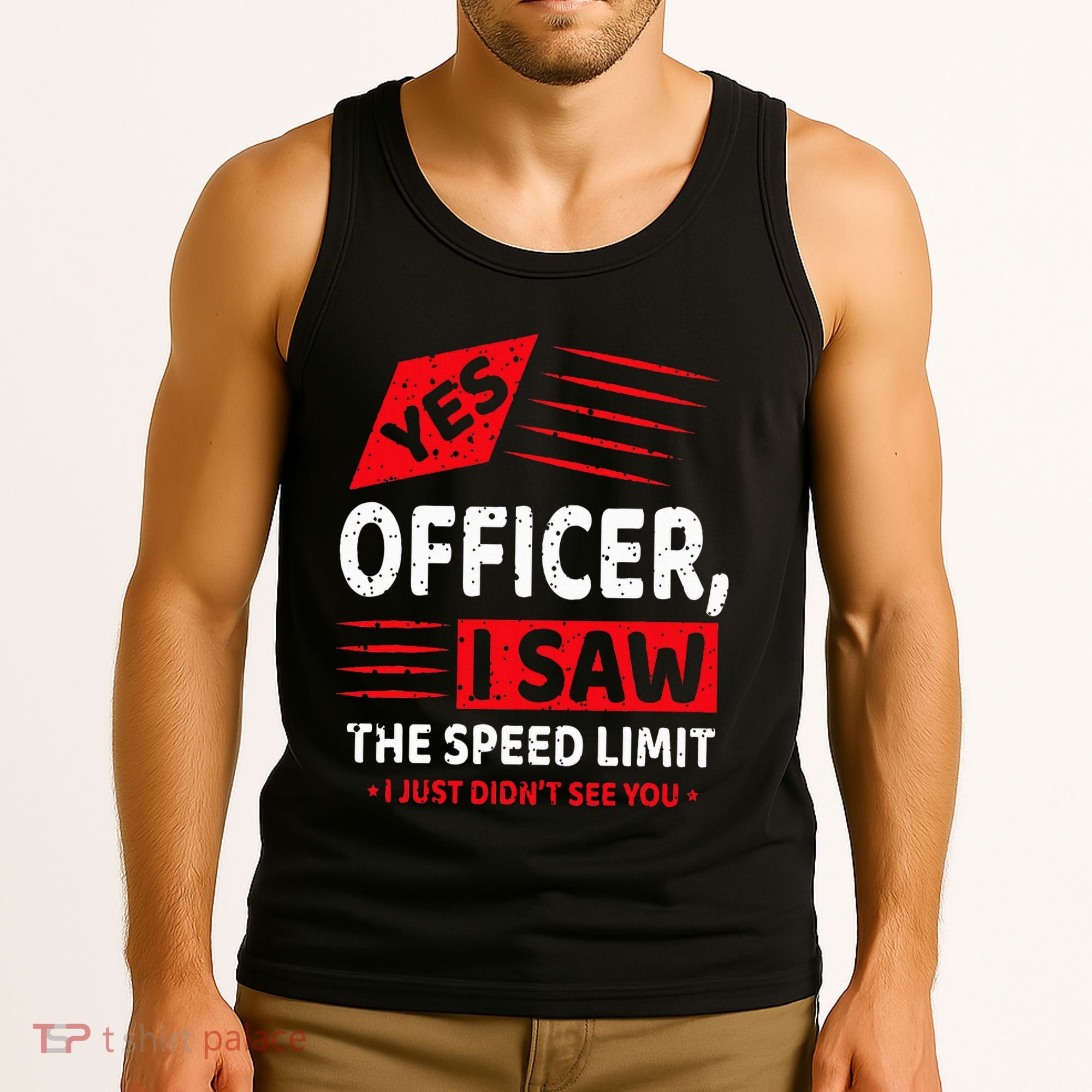 Funny Yes Officer Muscle Car Speedlimit Gears Mechanic Tank Top