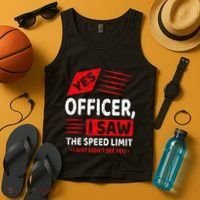 Funny Yes Officer Muscle Car Speedlimit Gears Mechanic Tank Top thumb 4