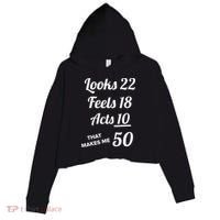 Fifty Years Old Birthday Present For 50 Year Old Crop Fleece Hoodie thumb 0
