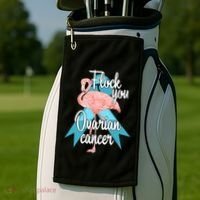 Flock You Ovarian Cancer Flamingo Survivor Warrior Chemo Gift Golf Towel thumb 2
