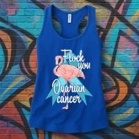 Flock You Ovarian Cancer Flamingo Survivor Warrior Chemo Gift Women's Tank Top thumb 3