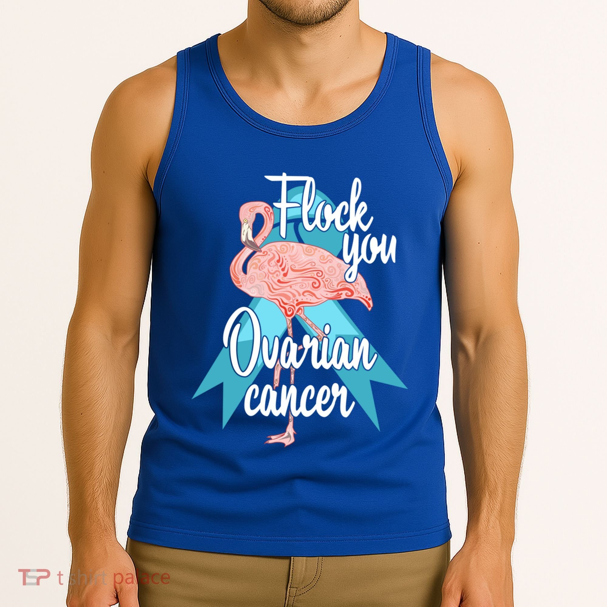 Flock You Ovarian Cancer Flamingo Survivor Warrior Chemo Gift Tank Top