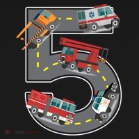 Five Year Old 5th Birthday Fire Truck Ambulance Police Car Ornament thumb 1