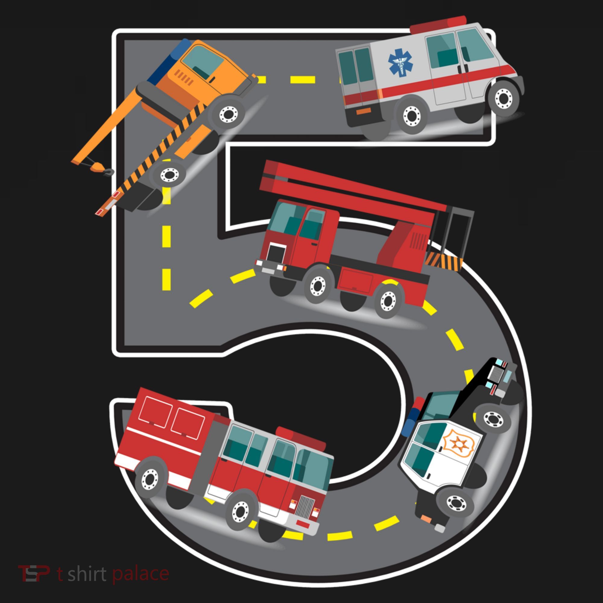 Five Year Old 5th Birthday Fire Truck Ambulance Police Car Ornament