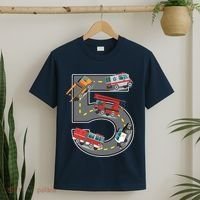 Five Year Old 5th Birthday Fire Truck Ambulance Police Car T-Shirt thumb 2