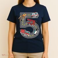 Five Year Old 5th Birthday Fire Truck Ambulance Police Car T-Shirt thumb 4