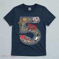 Five Year Old 5th Birthday Fire Truck Ambulance Police Car T-Shirt thumb 5