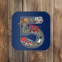 Five Year Old 5th Birthday Fire Truck Ambulance Police Car Coaster thumb 0