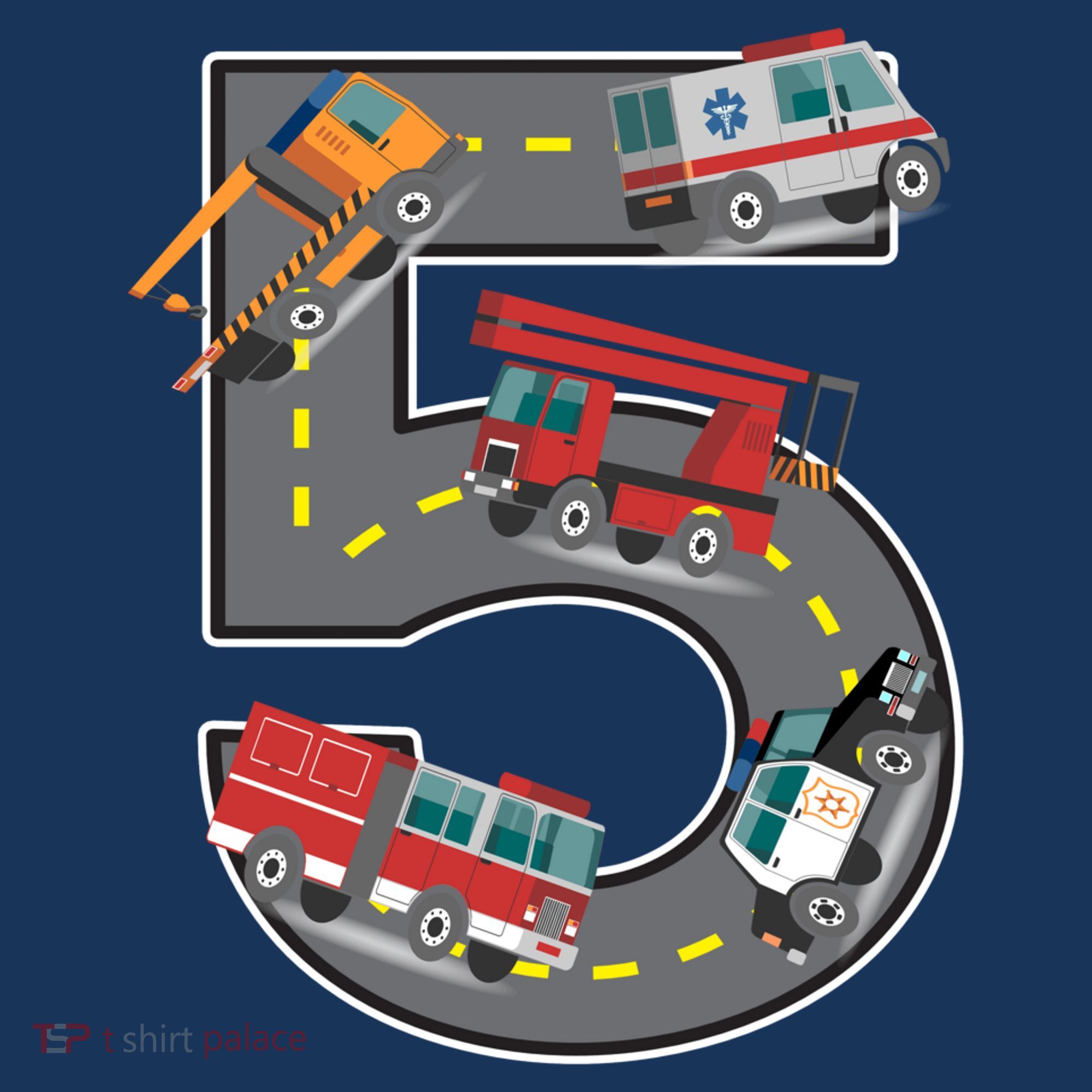 Five Year Old 5th Birthday Fire Truck Ambulance Police Car Women's Tank Top
