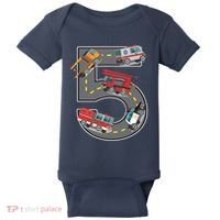 Five Year Old 5th Birthday Fire Truck Ambulance Police Car Baby Bodysuit thumb 0