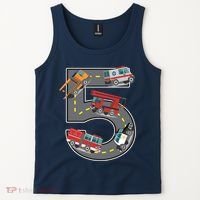 Five Year Old 5th Birthday Fire Truck Ambulance Police Car Tank Top thumb 2