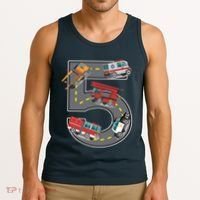 Five Year Old 5th Birthday Fire Truck Ambulance Police Car Tank Top thumb 3