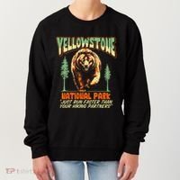 Funny Yellowstone Park Grizzly Bear Outrun Hiking Partners Women's Sweatshirt thumb 0