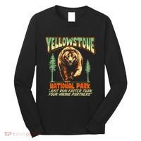 Funny Yellowstone Park Grizzly Bear Outrun Hiking Partners Long Sleeve Shirt thumb 0