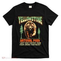 Funny Yellowstone Park Grizzly Bear Outrun Hiking Partners T-Shirt thumb 0