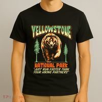 Funny Yellowstone Park Grizzly Bear Outrun Hiking Partners T-Shirt thumb 3