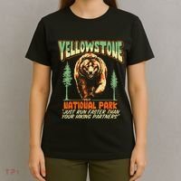 Funny Yellowstone Park Grizzly Bear Outrun Hiking Partners T-Shirt thumb 4