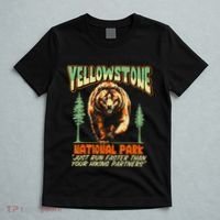 Funny Yellowstone Park Grizzly Bear Outrun Hiking Partners T-Shirt thumb 5