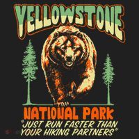 Funny Yellowstone Park Grizzly Bear Outrun Hiking Partners Beanie thumb 2