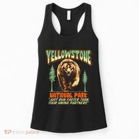 Funny Yellowstone Park Grizzly Bear Outrun Hiking Partners Women's Tank Top thumb 0