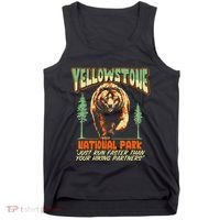 Funny Yellowstone Park Grizzly Bear Outrun Hiking Partners Tank Top thumb 0