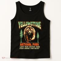 Funny Yellowstone Park Grizzly Bear Outrun Hiking Partners Tank Top thumb 2