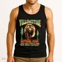 Funny Yellowstone Park Grizzly Bear Outrun Hiking Partners Tank Top thumb 3