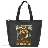 Funny Yellowstone Park Grizzly Bear Outrun Hiking Partners Tote Bag thumb 0