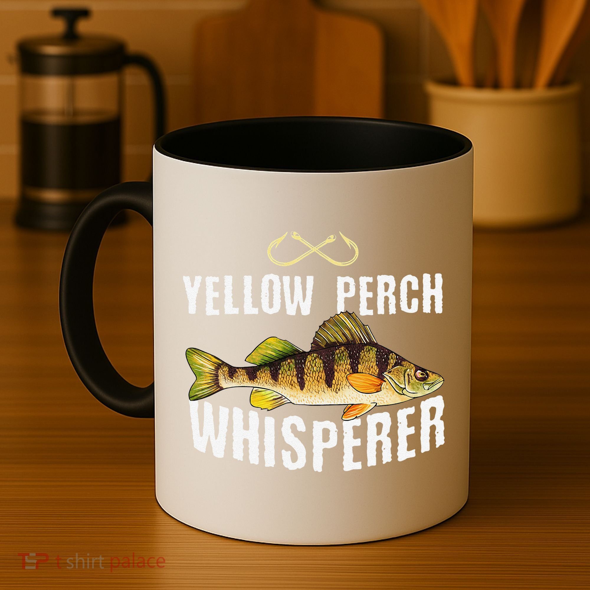 Funny Yellow Perch Fishing Freshwater Fisherman Graphic Coffee Mug
