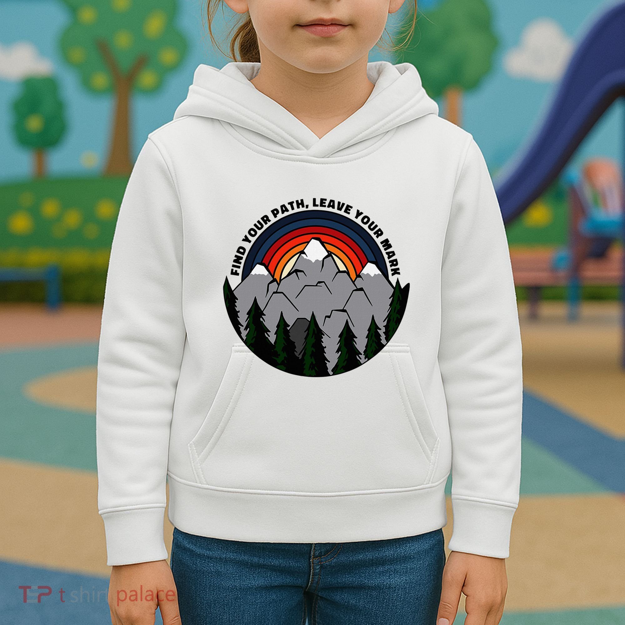 Find Your Path Leave Your Mark Outdoor Camping Retro Kids Hoodie