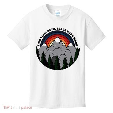 Find Your Path Leave Your Mark Outdoor Camping Retro Kids T-Shirt