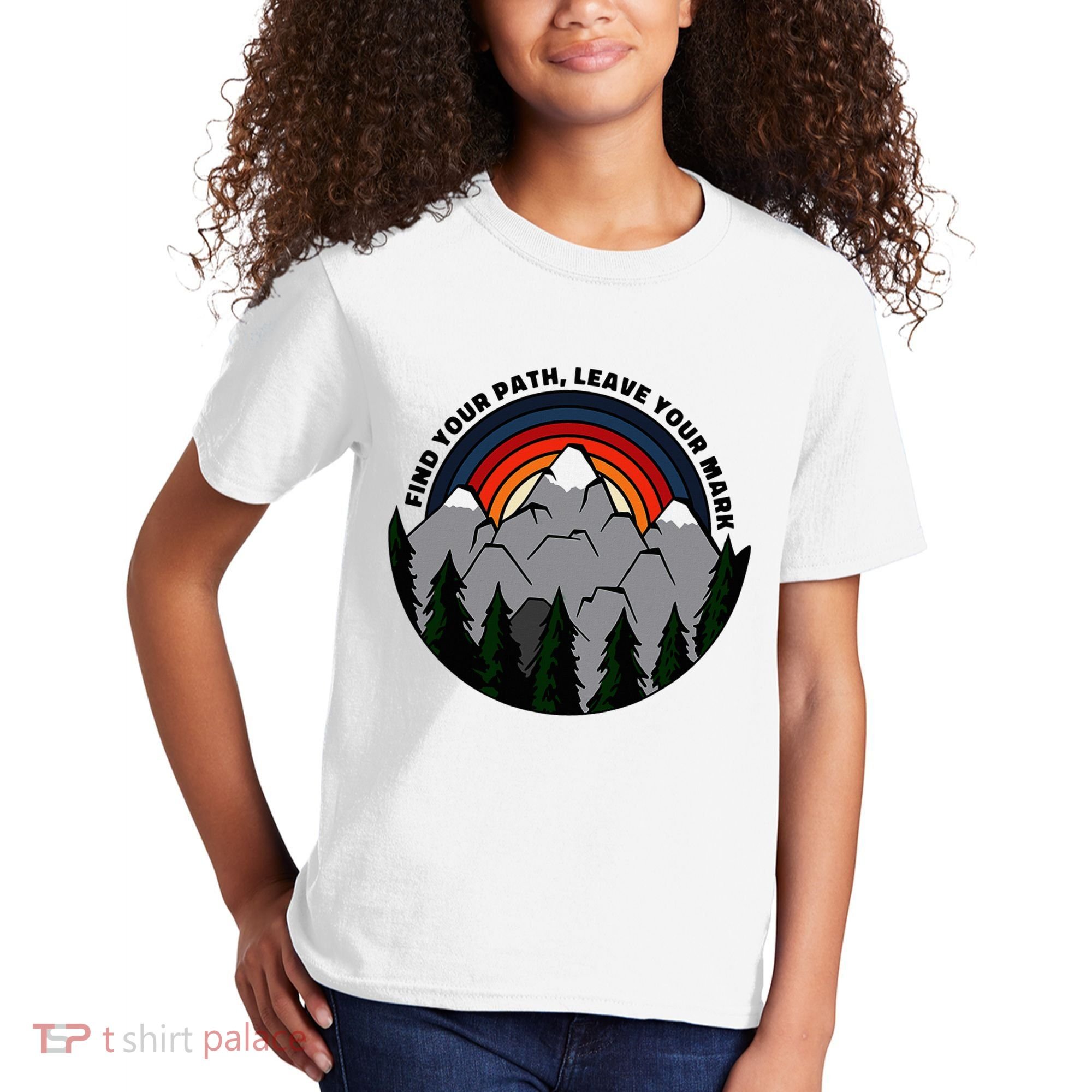 Find Your Path Leave Your Mark Outdoor Camping Retro Kids T-Shirt