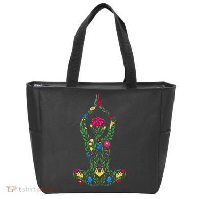 Floral Yoga Pose Tote Bag