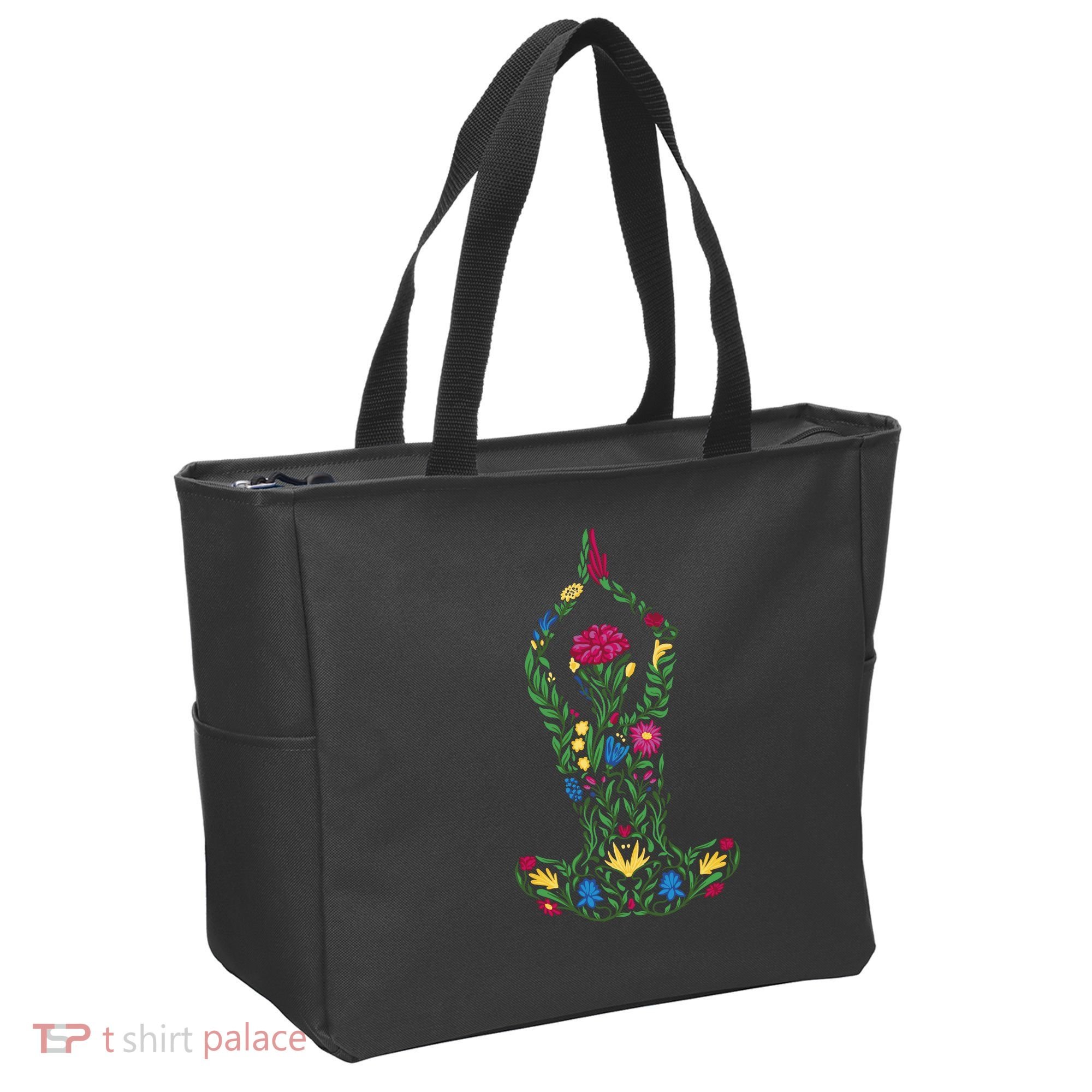 Floral Yoga Pose Tote Bag