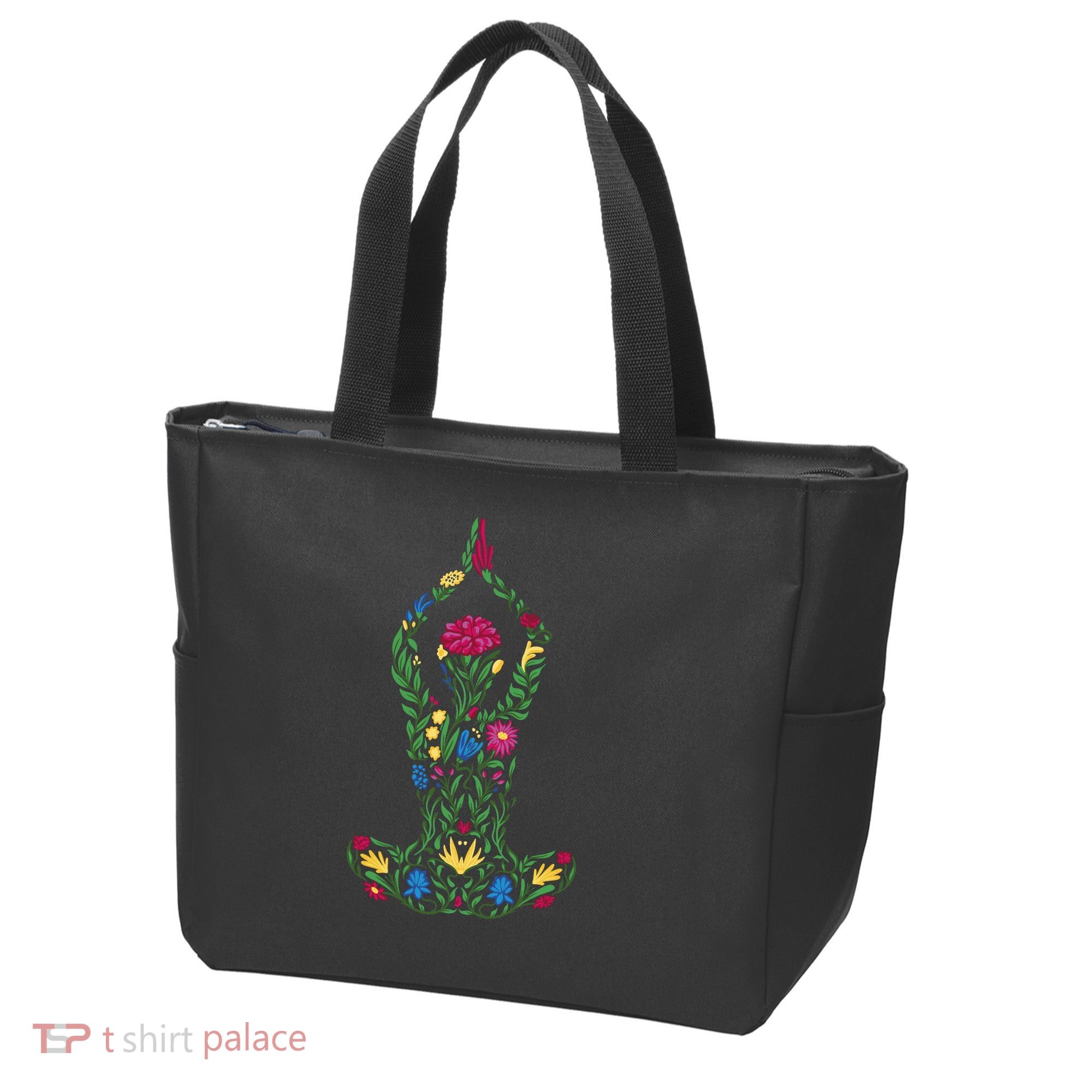 Floral Yoga Pose Tote Bag