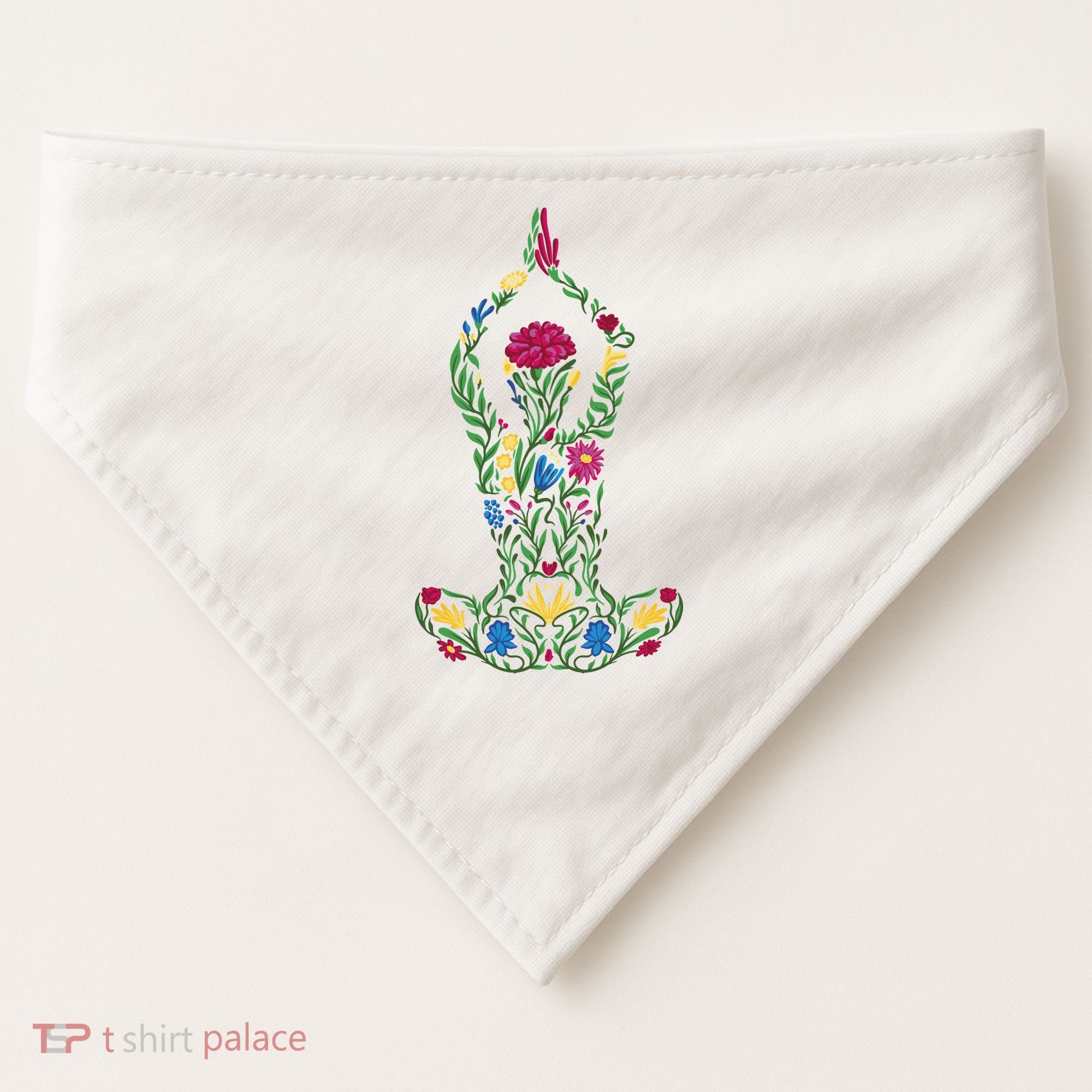 Floral Yoga Pose USA-Made Doggie Bandana