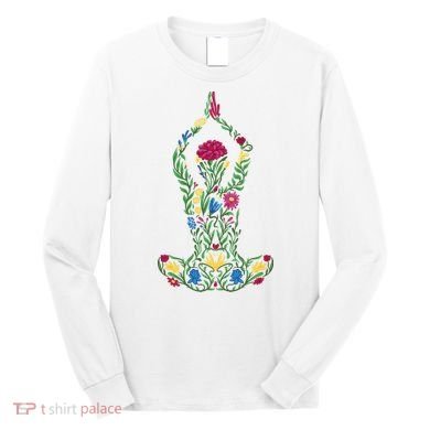 Floral Yoga Pose Long Sleeve Shirt