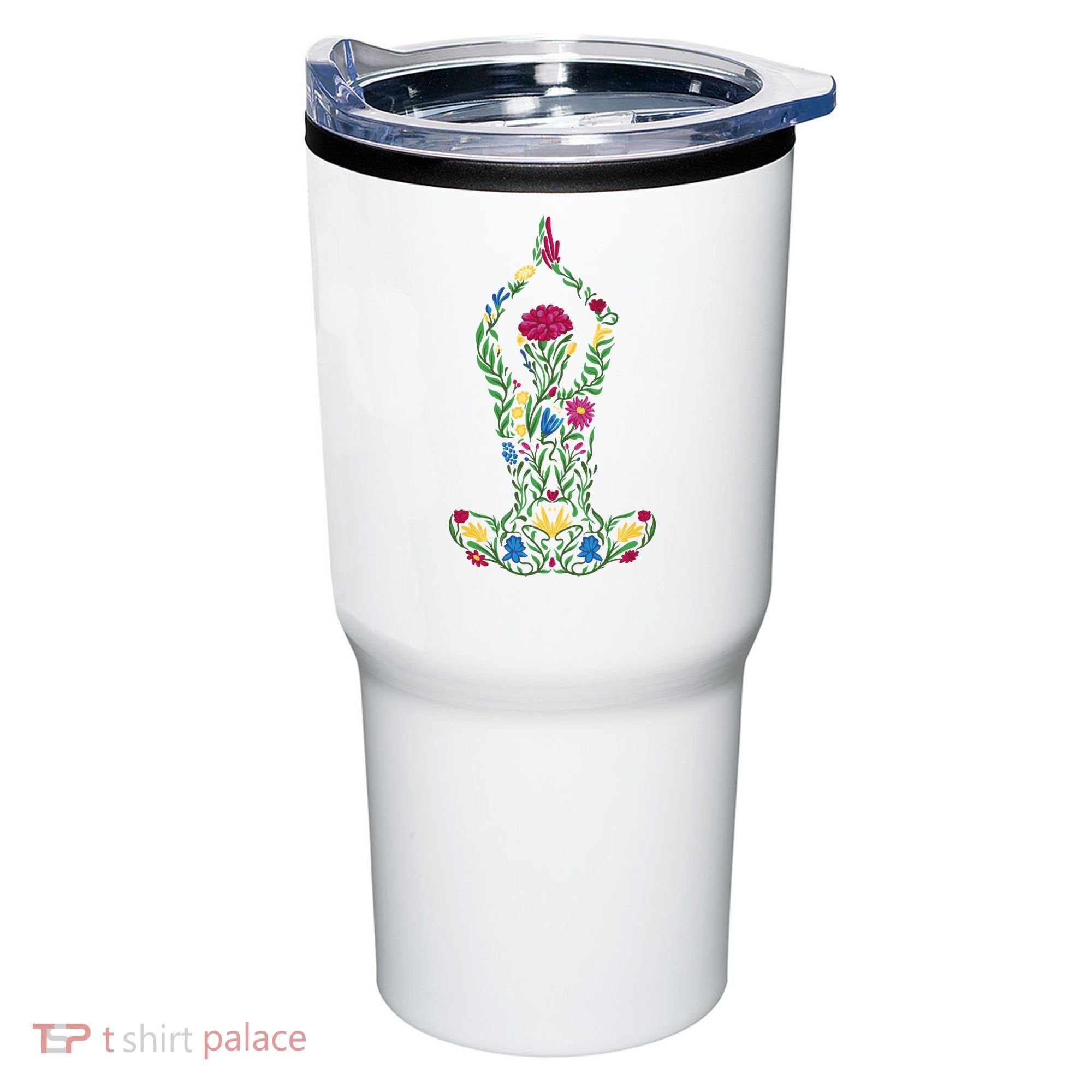 Floral Yoga Pose Tumbler